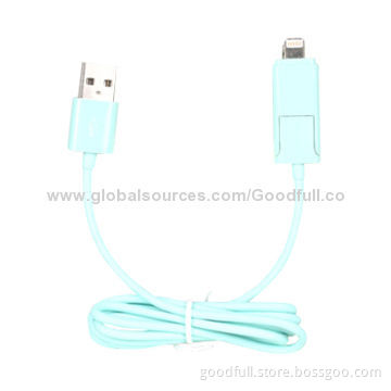 3-in-1 Retractable USB Cable with PE Bag Packing for Retail, Various Colors Available
